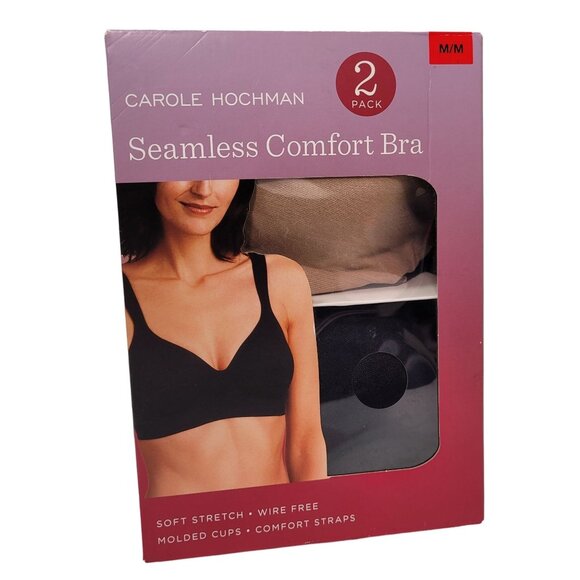 Carole Hochman Seamless Wire-Free Molded Cups Comfort Bra  Medium 2-Pack - Picture 11 of 12